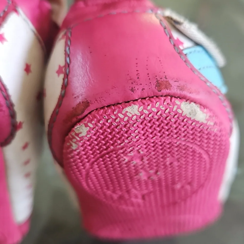 Robeez Pink & White Star Trim Baby Walker Shoes